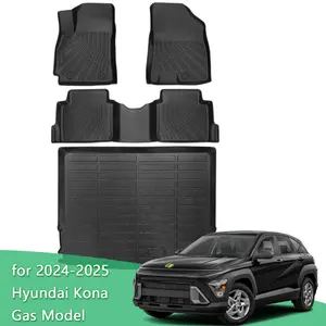 KUST Custom Fit Floor Mats & Cargo Liner for 2024-2025 Hyundai Kona Gas Model All Weather TPE 1st & 2nd Row Rear Trunk Mats Eco-Friendly Anti-Slip Waterproof Automotive