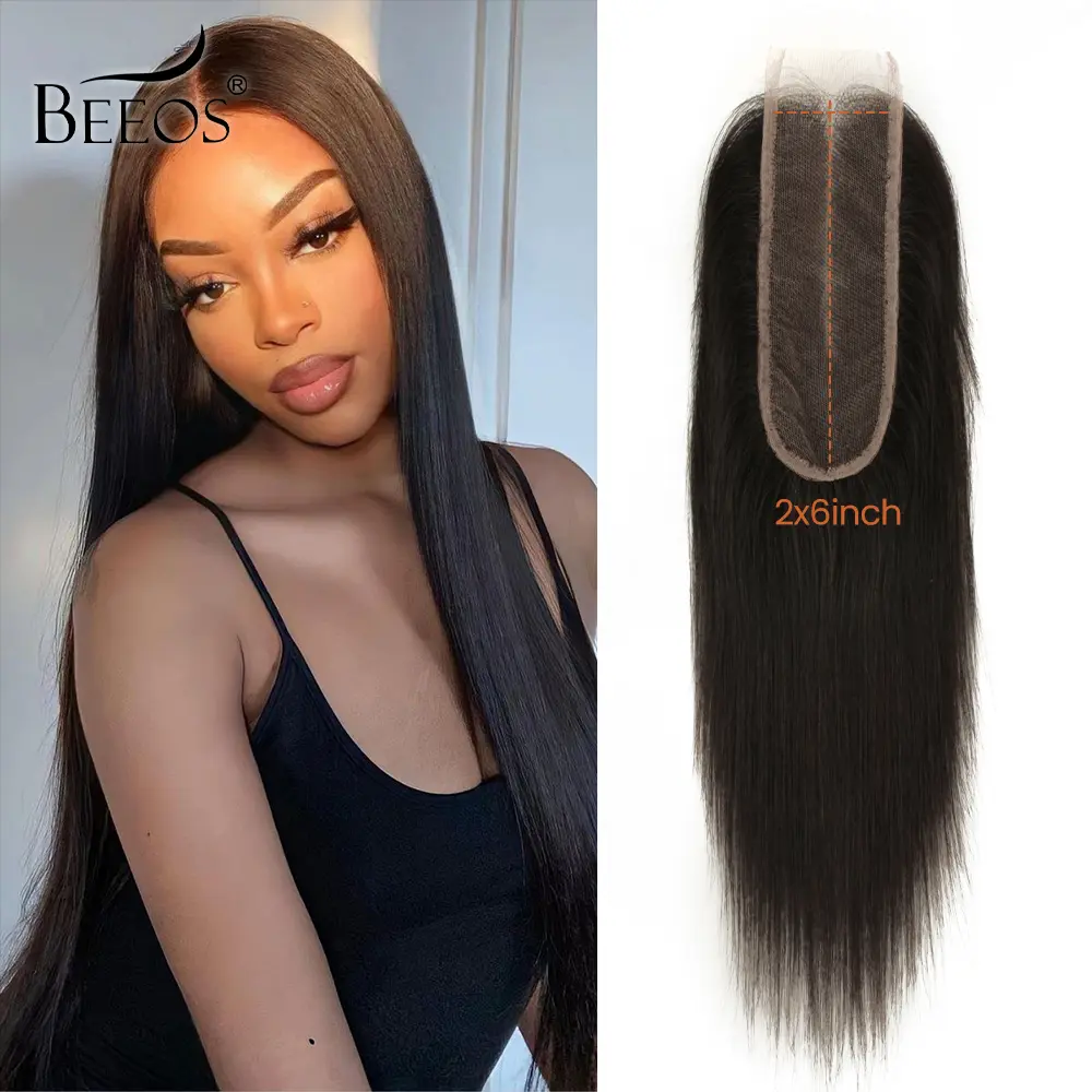 BEEOS 2x6 SKINLIKE Real HD Lace Closure Body Wave Human Hair HD Lace Closure Natural Color Pre Plucked Hairline HD Lace Closures
