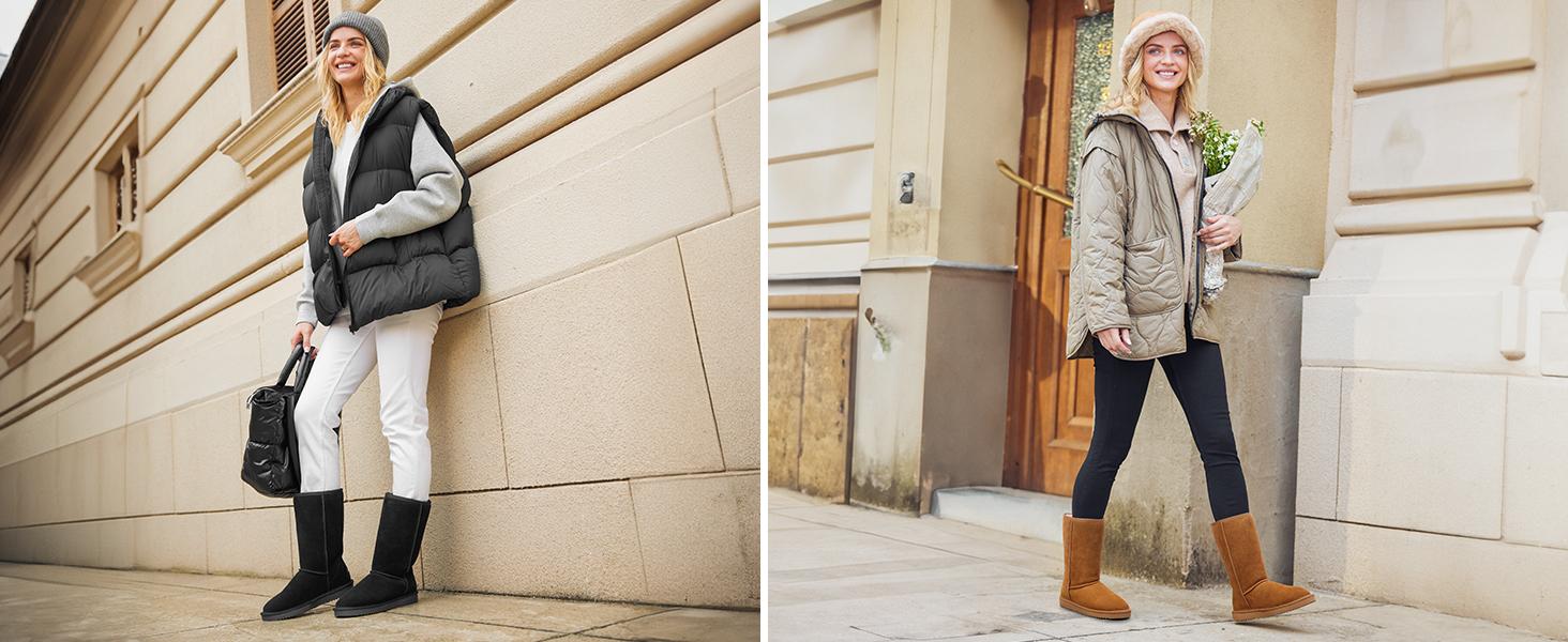 Dream Pairs High-Top Slip-On Snow Booties – Plush Faux-Fur, Memory-Foam, Anti-Slip Outdoor Sole