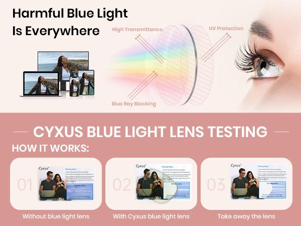 Cyxus Anti Blue Light Glasses for Women-Lightweight Small Face, Nose Friendly for Round Face,Metal Frame TR90,Oversized Cat Eye ,Blue Light Filter,Block harmful rays, Work Office Home Gaming，For Unisex HD High Quality Eyewear Non Prescription - 8169