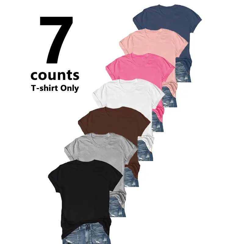 【Limited Time Deal】【Fast Shipping】Women's Basic Short-Sleeve Round Neck Solid Color Loose Fit Casual T-Shirts Multipack, Cold Wash All-Season Womenswear Essential #SummerVibes (T-Shirt Only), Shopping Deals Today, Polyester Fits