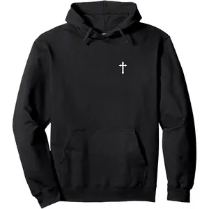 Men's Christian Christ Cross Graphic Hoodie - Cotton Blend Black Long Sleeve Pullover Regular Fit |   Soft & Breathable Fabric, Durable Print, Everyday Comfort, Machine Washable, minimalist casual wear
