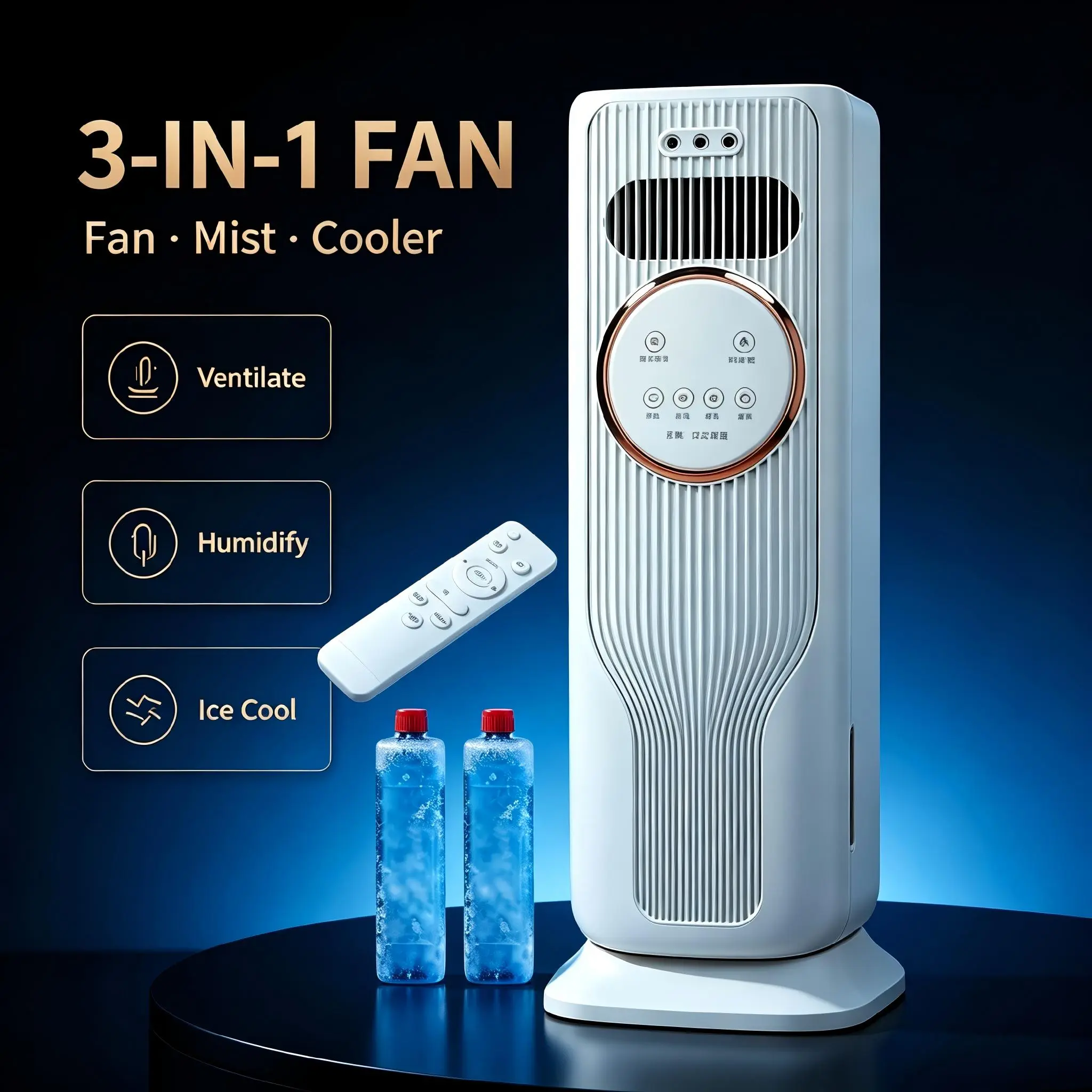 Portable 4-Season Dual-Use Cooler & Heater with Air Purification and Humidifying Mist Functions, Safe Bladeless Design, Ultra-Quiet, Ideal for Home & Office Use