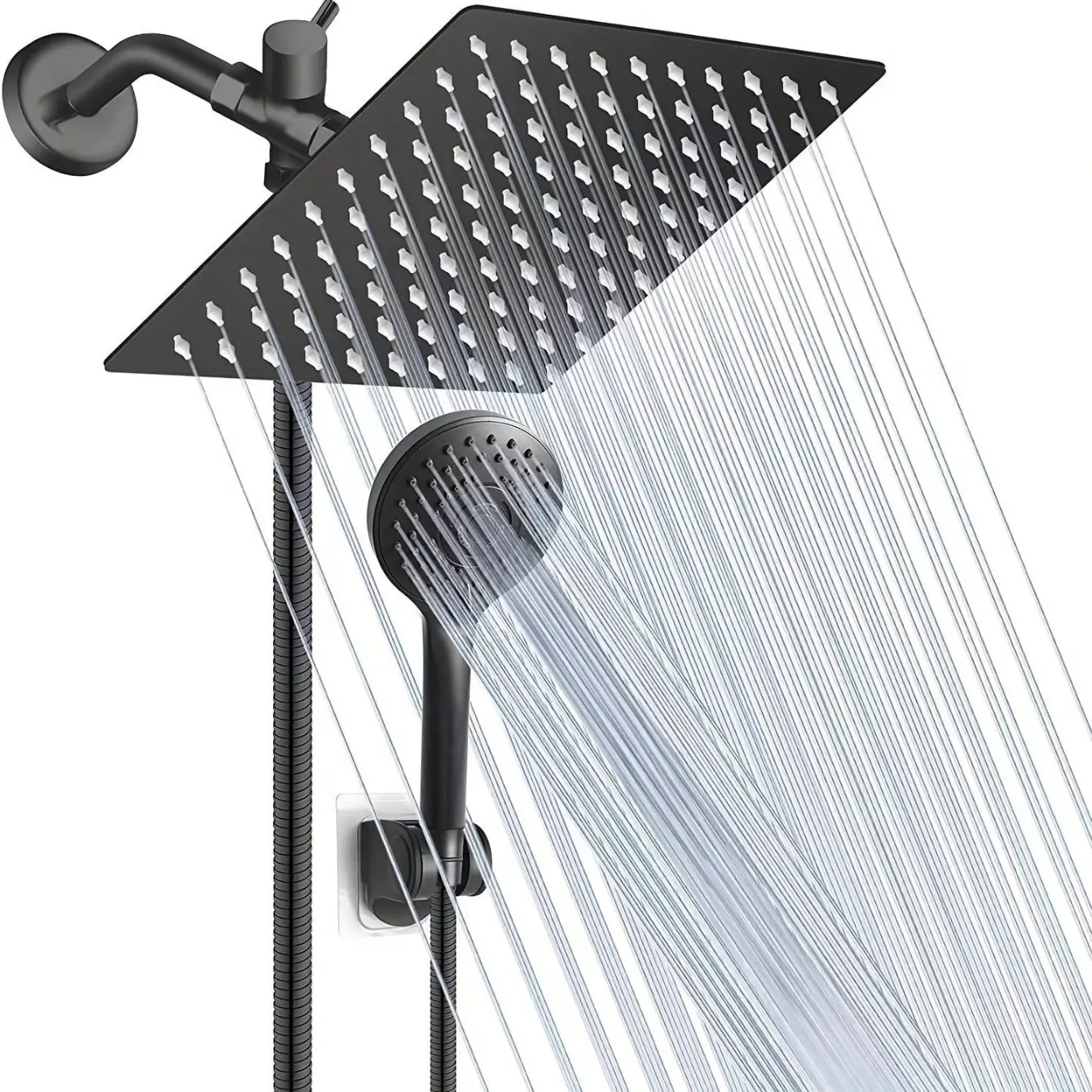 High-Pressure 3-Way Shower Combo, 8 Inch Rain Shower Head with 5 Settings Handheld Showerhead Combo, Powerful Low-pressure Water Shower Spray