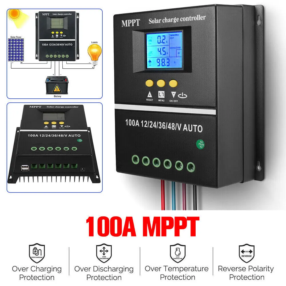 4000W 100A MPPT Solar Charge Controller 12V/24V/36V/48V Battery PV Regulator USB Modern Power Protection Charger