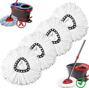4 Pack Mop Heads Replacements, Compatible with 0 Cedar Easywring 1-Tank System Easy Wrin Spin MopsTriangle Swivel Microfiber Mops, Washable & Easy to Replace