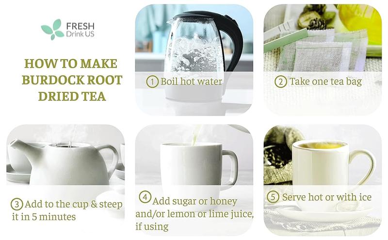 FreshDrinkUS Burdock Root Tea, 100% Natural & Pure, Non GMO, No Sugar, No Caffeine, No Gluten, Vegan, Soy Free, Beverage
