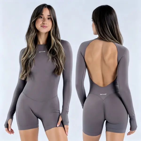 DFYNE Long Sleeve One Piece - Seamless shaping design, hip-lifting design, women's sportswear, suitable for yoga, fitness, cycling, hiking, running, sports, outdoor leisure and other occasions