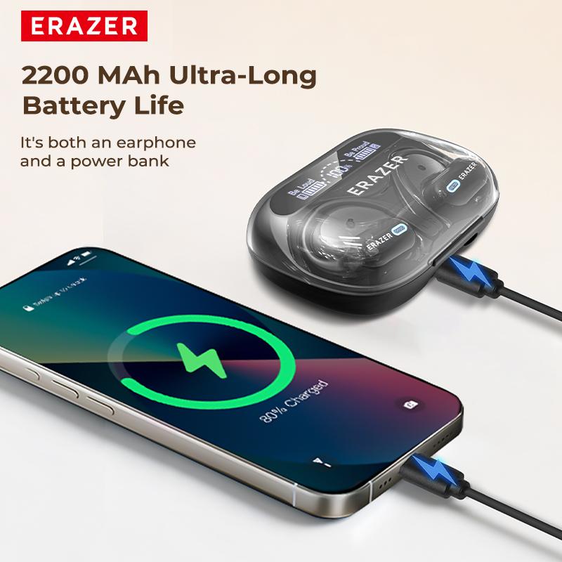 ERAZER XP18 Powerbank Earbuds,Can Charge Phones,Wireless Bluetooth Headphones, Bluetooth 6.0, OWS Earphones , Sports Headphones, High Sound Quality Headphone, Daily Waterproof Wear Comfortable for Daily Calls Compatible with Android/IOS