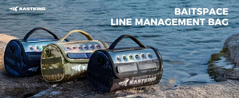 KastKing BaitSpace Line Management Bag, Fishing Line Storage Bag with Water Resistant Nylon, Clear View Window, Removable Divider for Up to 10 Spools, Tangle-free Leader Line Holder