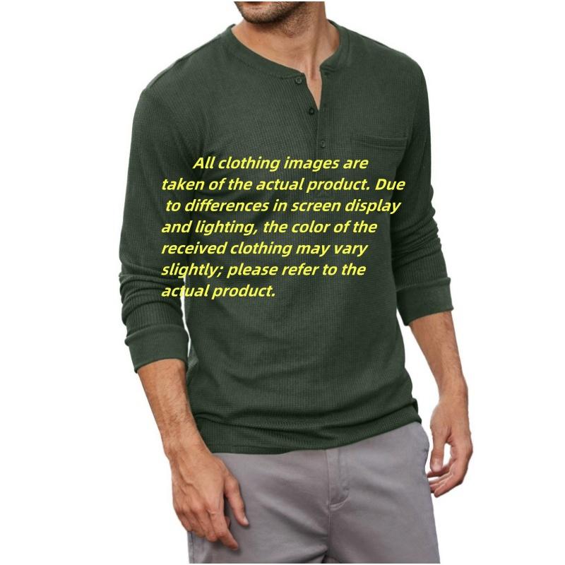 Fall Outfits Limited Time Clearance Men's Henley Shirts Long Sleeve Basic Waffle Pique Pullover Thin T-Shirt with Pocket(Run Small) Fall Outfits Limited Time Clearance Men's Henley Shirts Long Sleeve Basic Waffle Pique Pullover Thin T-Shirt with Pocket(Run Small)