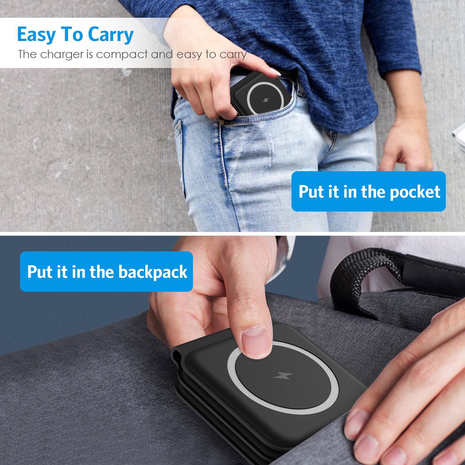 Charging Station for iPhone 15/14/13/12/ Series,for iWatch,for AirPods (Black)