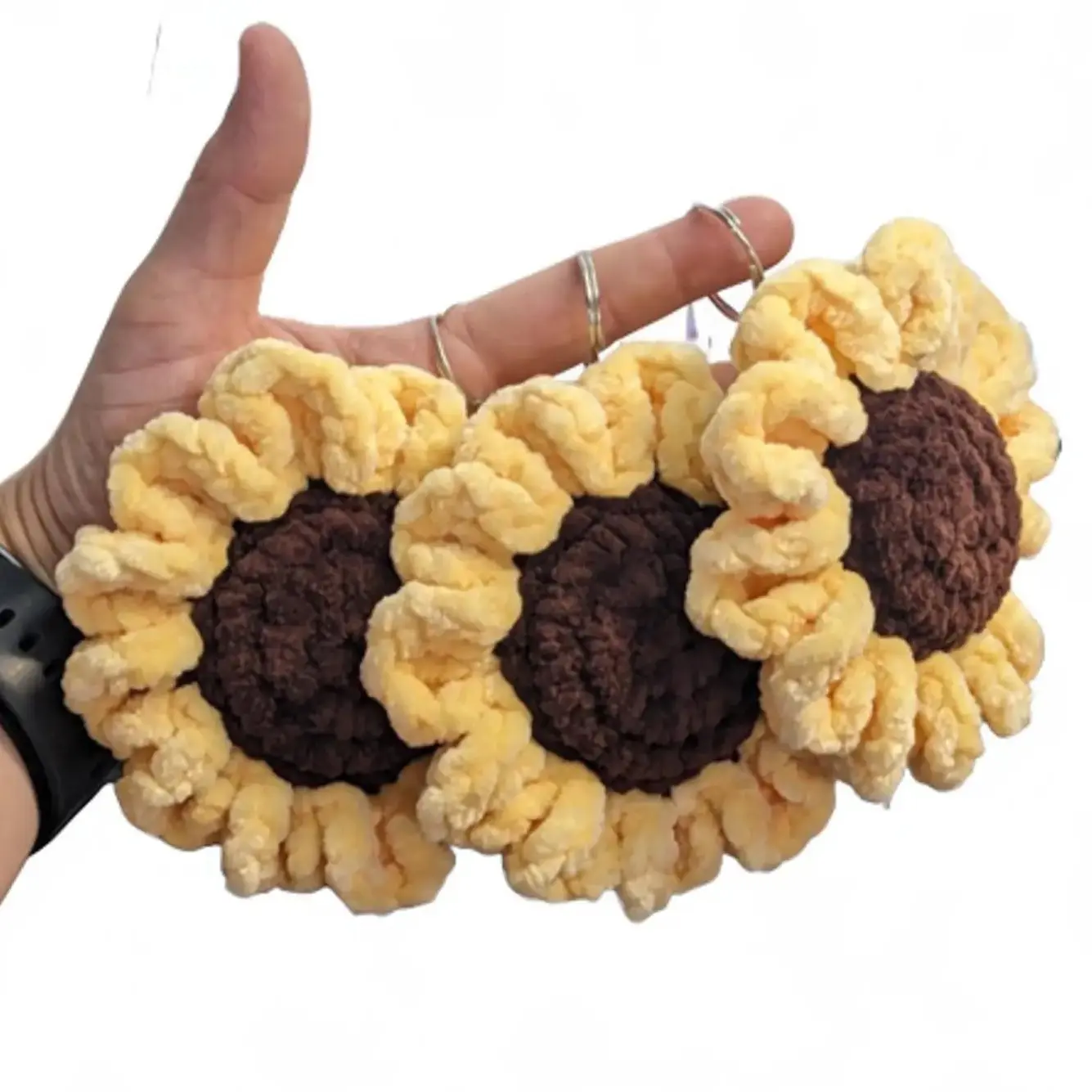 Handmade Sunflower Keychain - Crocheted Keychain - Amigurumi