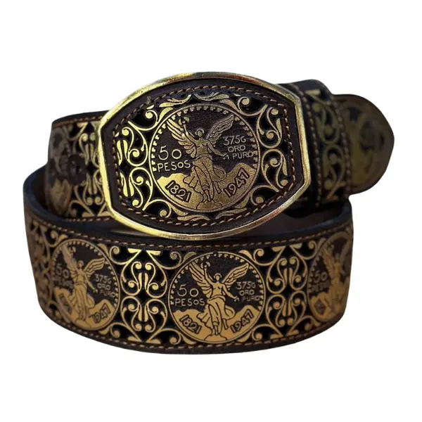 El Centenario Oro Cowboy Belt – Men’s Western Belt with Metal Buckle