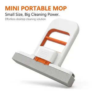Foldable Mini Mop - Efficient Orange No-Rinse Desktop Sponge Mop for Lazy Home Cleaning, Water-Absorbent Stain-Removing Lightweight Kitchen Tool