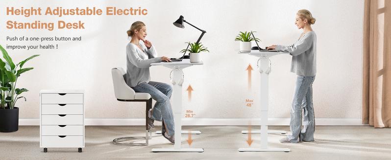 SweetFurniture S - Electric Standing Desk with Memory Preset, Ergonomic Height Adjustable Table with T-Shaped Metal Bracket Modern Workstations SweetFurniture S - Electric Standing Desk with Memory Preset, Ergonomic Height Adjustable Table with T-Shaped Metal Bracket Modern Workstations