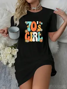 Groovy 70s Girl Hippie Theme Party Outfit 70s Costume Women Casual Dress