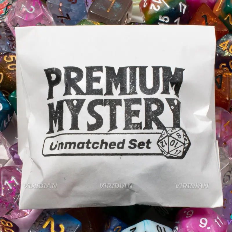 Premium Mystery Unmatched/Mixed Set of (7) Dice | Each Die Is Unique | Board Game TTRPG Dice Set