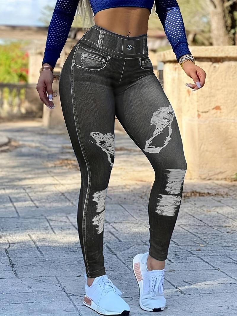 3pcs Women's High Waist Slim Fit Denim Leggings Tie Feet Pants - Everyday Casual Fashion Soft Sports Skinny Long Pants Stretchy Female