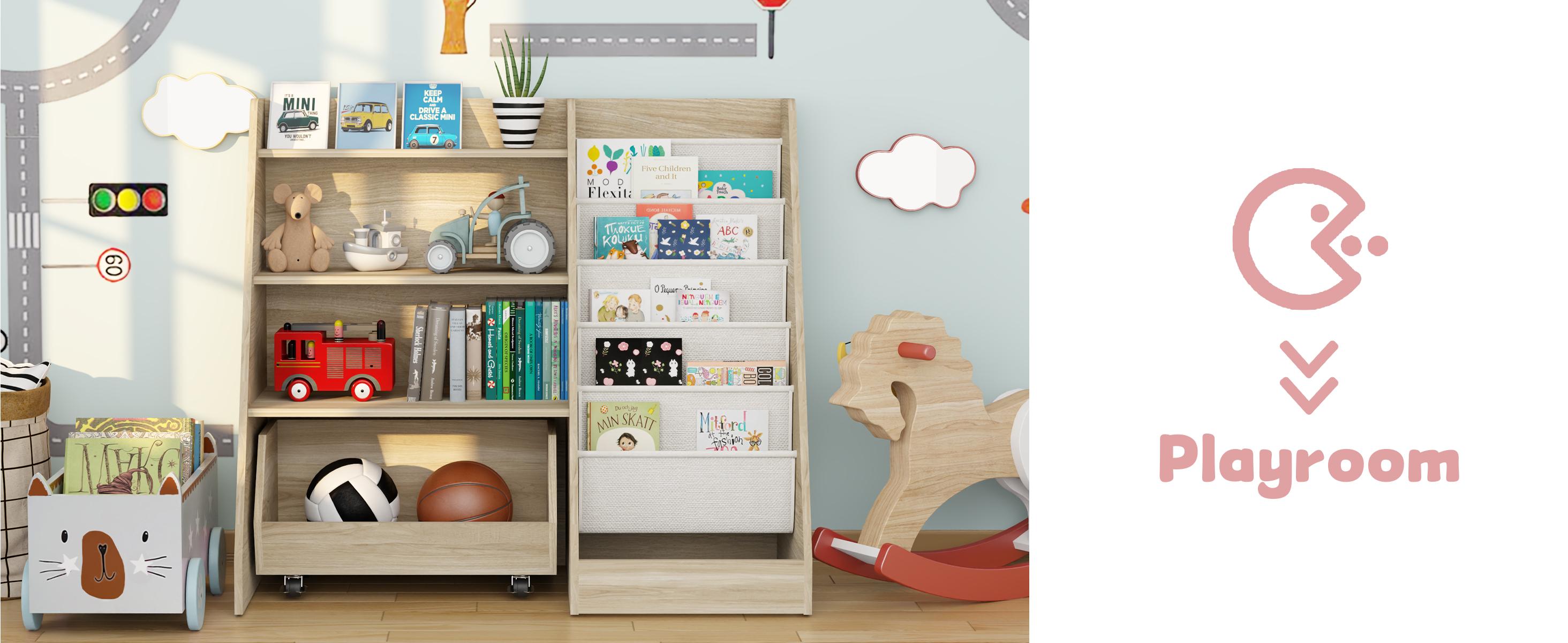 【LIVE】4-Tier Rolling Toy Storage Cabinet for Kids - 5 Layer Sling Toddler Furniture, Baby Furniture Book Rack, Organizing Nursery, Wooden Home Storage with Wheels