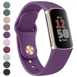 Meliya Band Compatible with Fitbit Charge 6 Bands / Fitbit Charge 5 Bands Women Men Soft Silicone Adjustable Waterproof Sport Replacement Wristbands Strap for Fitbit Charge 6/Charge 5 Fitness Tracker