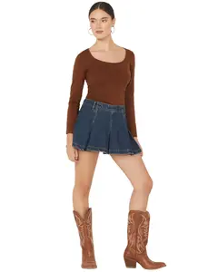 Free People Women's Madison Ave Dark Wash Mini Denim Skirt - Ob2094379