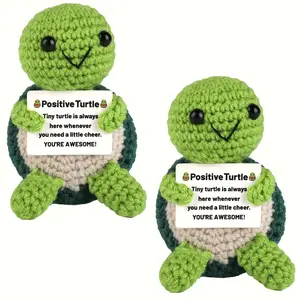 2PCS Emotional Support Handmade Crochet Desk Pet Positivity Gift for Friends Colleagues Encouragement Desktop Ornament for Study Office Cubicle Decor Cheer Up Present