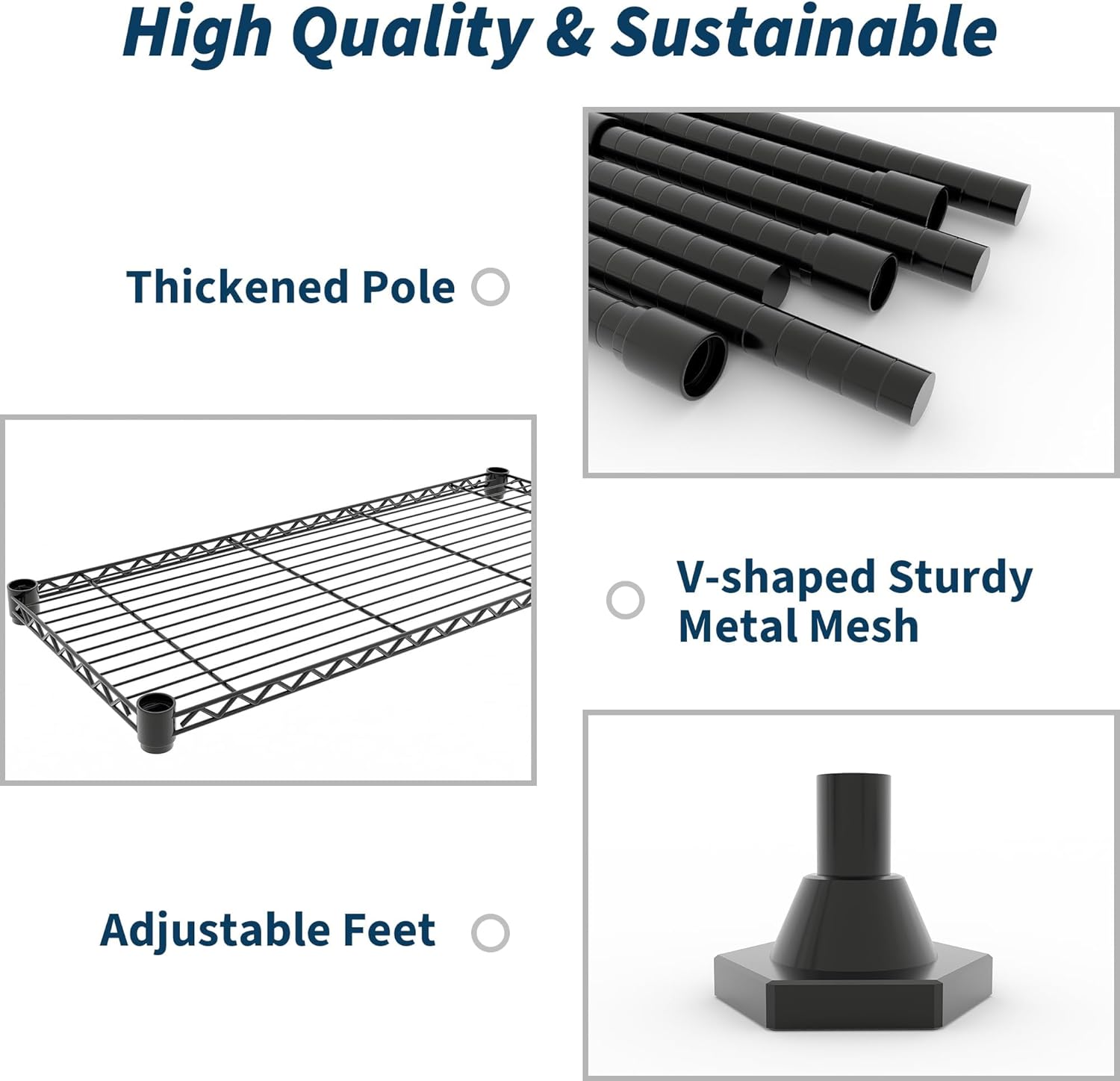 5-Tier Metal Wire Storage Rack for Food Service - Adjustable L-Shaped Industrial Shelving, 1325 lbs Capacity, Commercial Kitchen, Pantry, Garage, 59"W x 13.8"D x 70.5"H - 5 Floors, Width 35