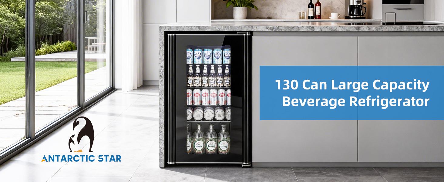 Antarctic Star Beverage Refrigerator - Mini Fridge for Soda Beer or Wine,Small Drink Dispenser, For Office or Bar with Adjustable Removable Shelves,Convertible Door