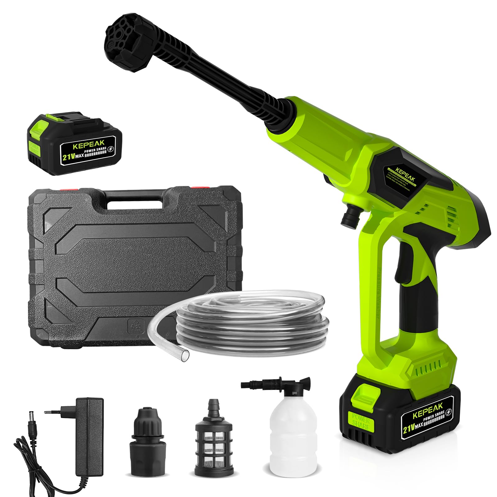 Cordless Pressure Washer Snowflake Foam Spray Gun, Portable Pressure Washer Battery Powered Max 550PSI, 1*48V 5.0Ah Rech