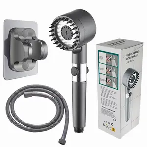 High Pressure 5-in-1 Shower Head Set with Filter & Silicone Scrubber - 3 Spray Modes, Pause Button, Chlorine Removal for Hard Water & Skin Care, Water Saving & Easy Install