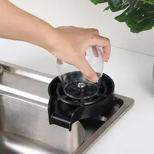 Glass rinser on sink, Matte Black Cup Rinser High-Pressure Automatic Cup Cleaner Glass Washer for Kitchen Sink Gadgets essential tool Egg Opener and Separator Tool crunch Auto Electric Can Opener Portable Separator Tool silicone Stainless Steel Shell Wine