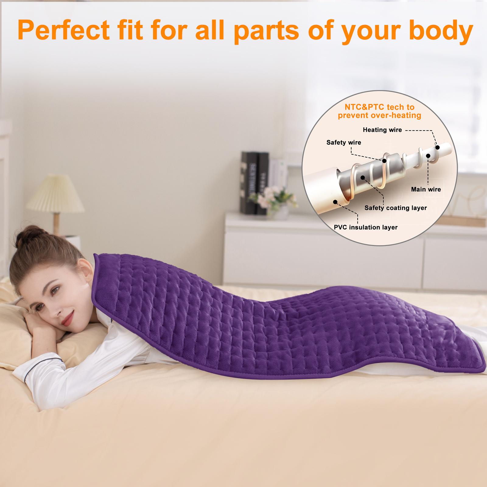 Dark Color Heating pad, size 40in×20in, 33in×17in, 24in×12in, 6 temperature levels and 4 time settings, portable, back, neck, shoulders and legs heating, machine washable, perfect holiday gift for men, women, parents, Christmas gift