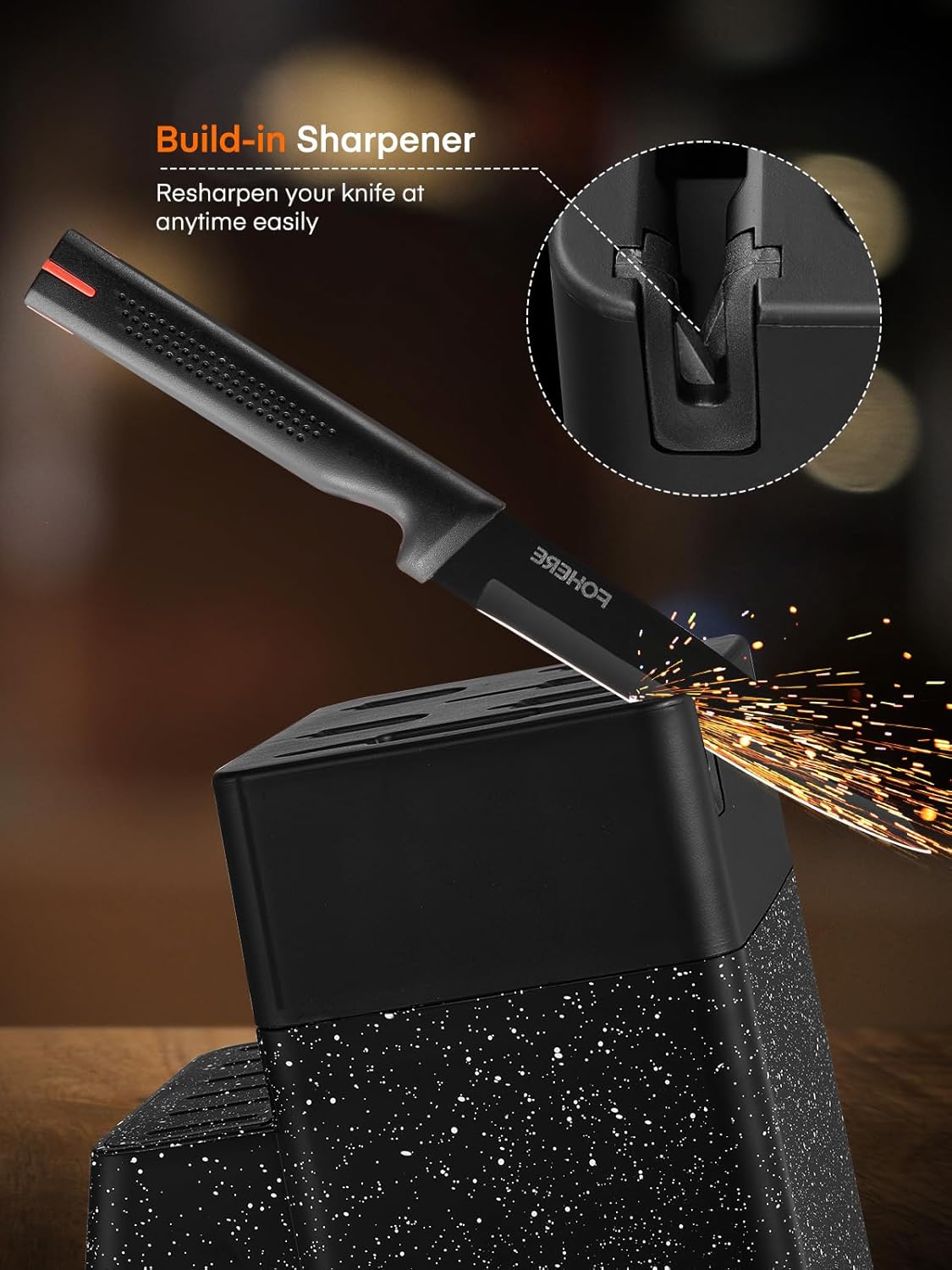 Ceramic Knife Set, D.Perlla 16 Pieces Kitchen Knife Set with Acrylic Stand, High Carbon Stainless Steel, BO Oxidation Knife Block Set, No Rust, Non Slip Handle, Sharp Cover Blade Stylish