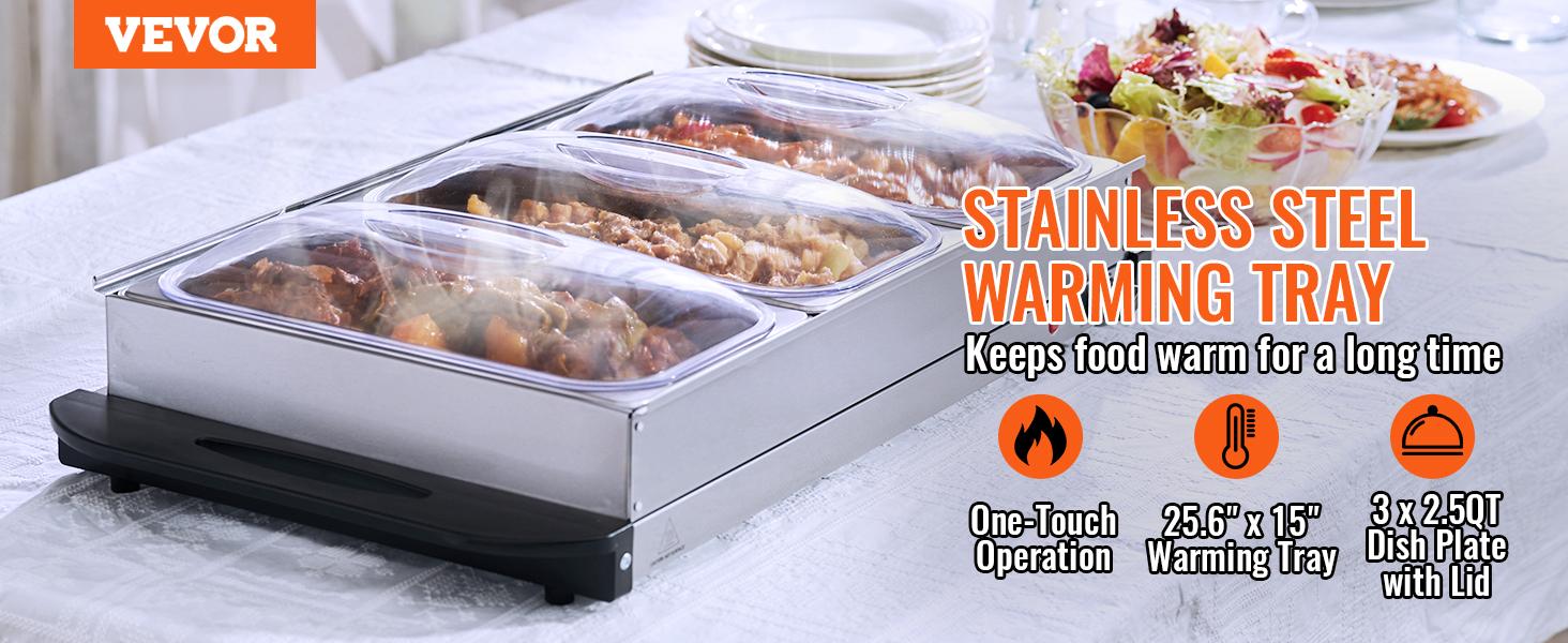 VEVOR Electric Buffet Server & Food Warmer, TikTokShopBlackFriday, 25.6" x 15" Portable Stainless Steel Chafing Dish Set with Temp Control & Oven-Safe Pan, Perfect for Catering, Parties, Events, Entertaining, Silver, ETL VEVOR Electric Buffet Server & Food Warmer, TikTokShopBlackFriday, 25.6" x 15" Portable Stainless Steel Chafing Dish Set with Temp Control & Oven-Safe Pan, Perfect for Catering, Parties, Events, Entertaining, Silver, ETL