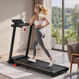 Portable Foldable Treadmill with Handrails for Home Use 265 Pounds Weight Capacity 3.0 HP Adjustable Support Legs Compact Design for Easy Storage Ideal for Indoor Running Walking Exercise quiet motor Under Desk Pad
