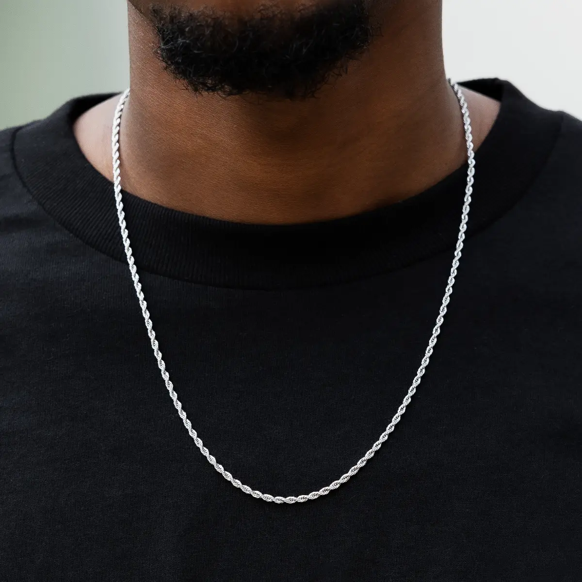 GLD 2mm Rope Chain Necklace | 14k White Gold Plating 16-30" Length 14k Plated Chain Lifetime Guarantee - Perfect Gift