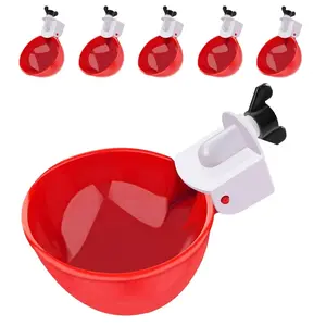 Chicken Waterer Cups, 6 Pack Red Automatics Chicken Waterer, Professional Poultry Cups Suitable for Chicks, Duck, Goose, Turkey and Bunny Various Poultry, Compatible with Various Containers