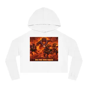 Big Fire Dino Squad Cropped Hoodie | Dinosaur Graphic Sweatshirt