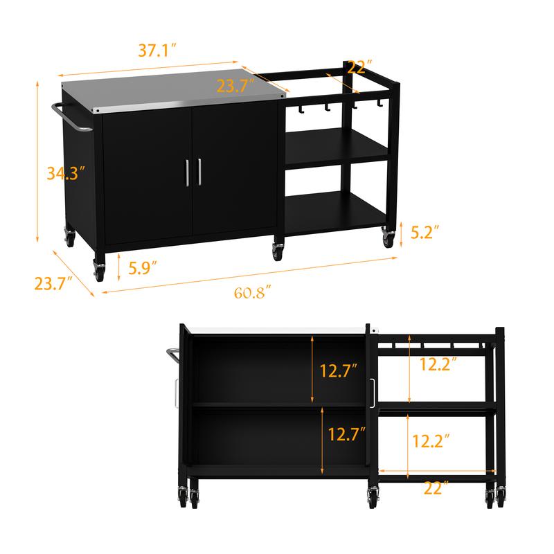 FUFU&GAGA Kitchen Island 54" Large Rolling Kitchen Island Cart On Wheels with Drop Leaf Breakfast Bar Spice Towel Rack Mobile Island Table for kitchen with Storage, Moveable Cabinet Drawer