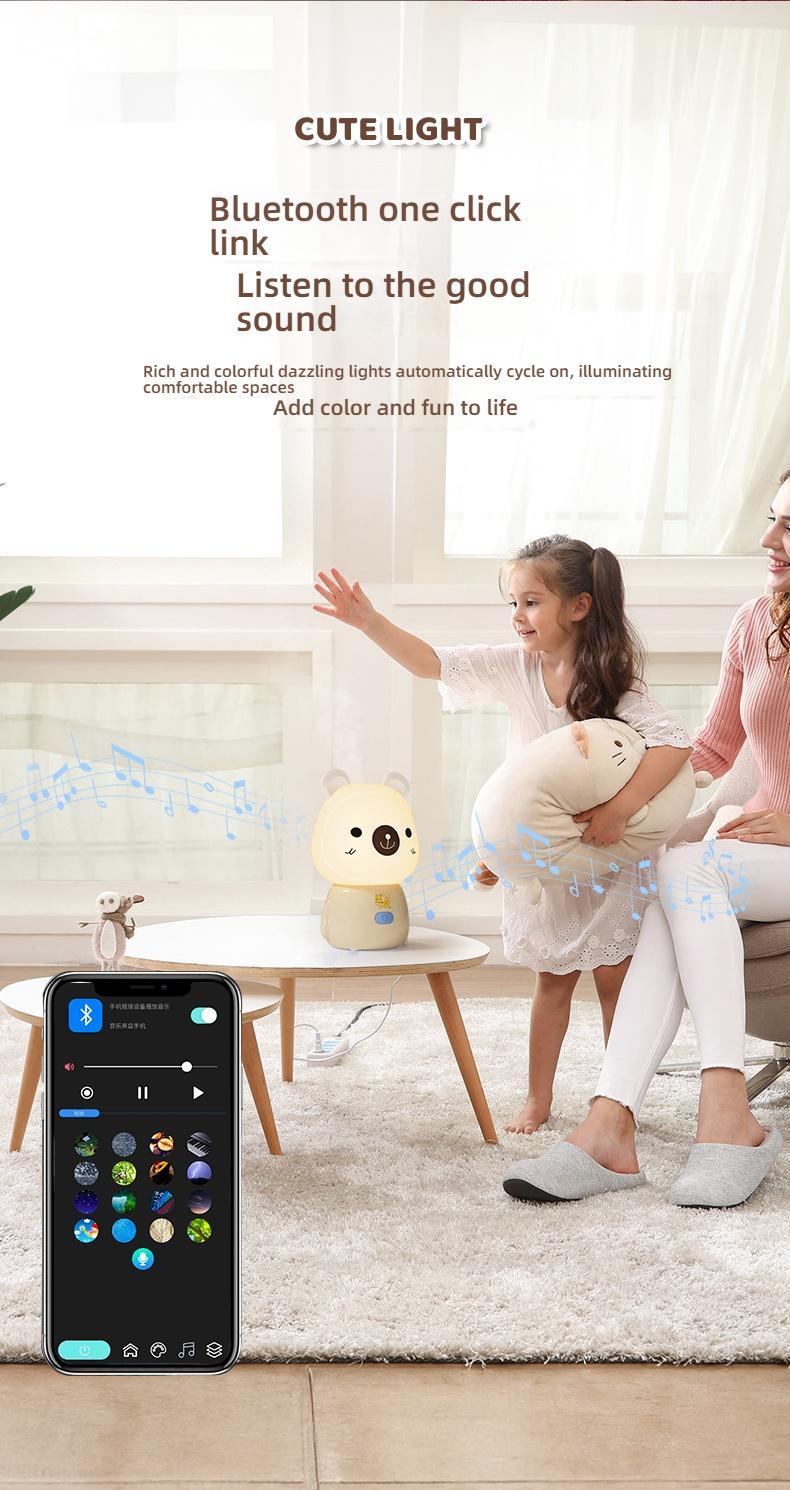 Cute Bluetooth Night Light with App Control - Stepless Dimming, Timer, Colorful Light, Bluetooth Music, Ideal for Sleep & Gift Giving, Perfect for Kids and Bedrooms