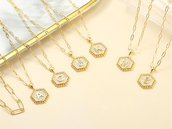 Turandoss Heart Initial Necklace 14K Gold Plated Dainty Pendant Adjustable Chain High-Quality Brass Hypoallergenic Gift for Women