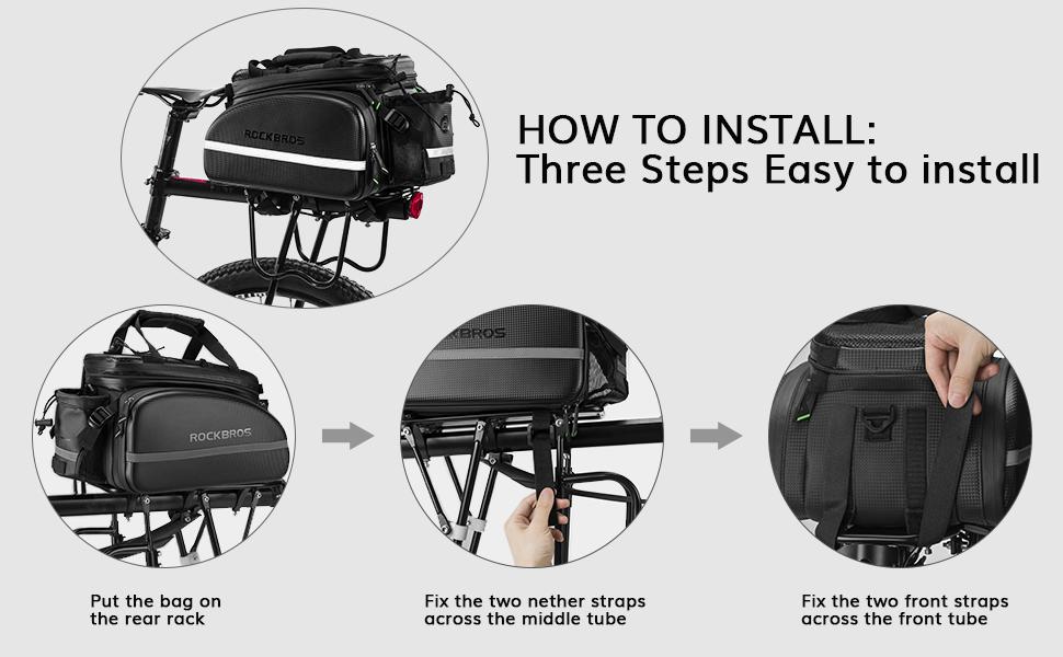 ROCKBROS Bike Rack Bag Waterproof Carbon Leather Rear Seat Cargo Pack 34L