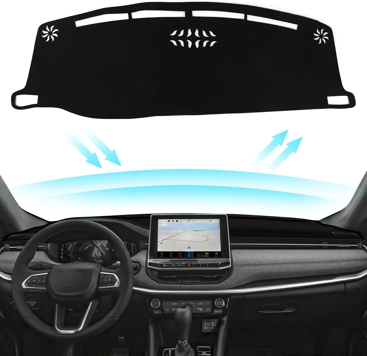 Black Dashboard Dash Board Cover Mat Carpet for Jeep Compass 2022-2025 Accessories Dash Cover Flannel Material Dash Mat Sunshade