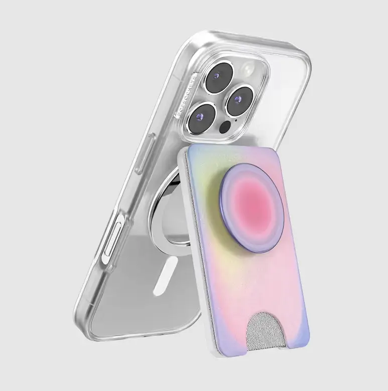 PopSockets Aura MagSafe Kick-Out PopWallet+ Multifunctional Phone Stand + Wallet, Magnetic Accessory for MagSafe Phones with Mount Functionality