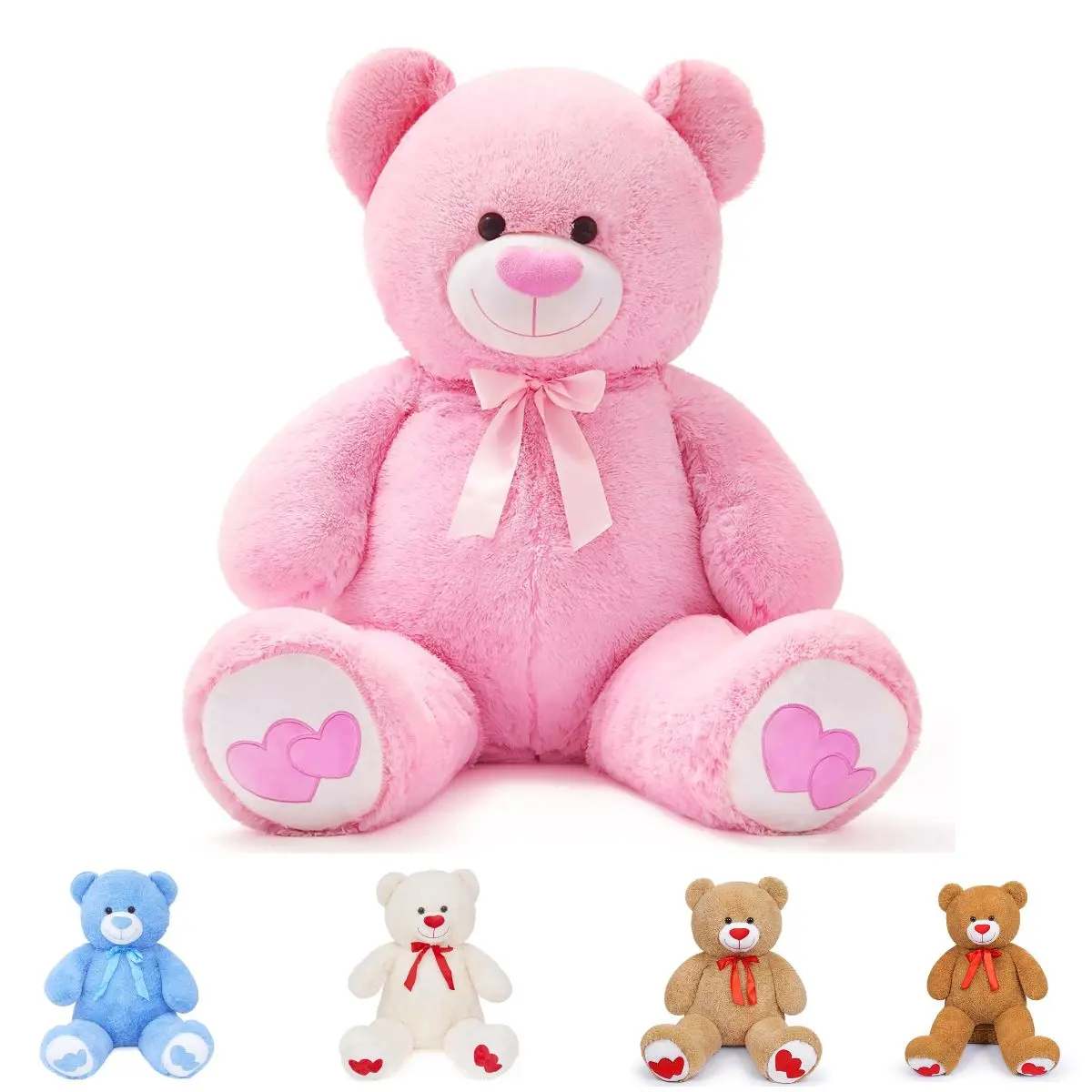 SNOWOLF 43" Giant Stuffed Animal Teddy Bear - Eczema-Friendly Plush Toy with Red Love Heart, Romantic GF Gift for National Girlfriend Day (Summerwins Collection), National Girlfriend Day Gifts, Gifts For Girlfriend