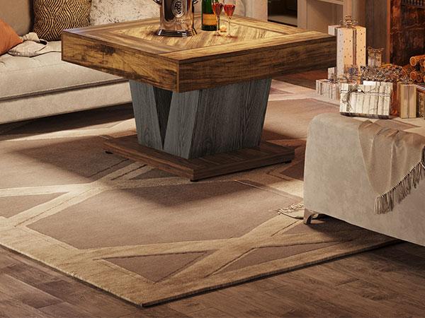 Tribesigns Square Coffee Table, Rustic Brown & Black Modern Center Table with Adjustable Foot Pads for Happy Hours, Living Room, Cocktail Tea Table, and Decorative Items