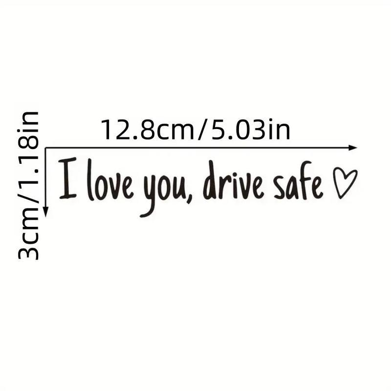 2pcs (black+white) I Love You Drive Safe Car Mirror Sticker, Car Rearview Mirror Decorative Sticker, Vinyl Decal, Car Accessories for Girls Women