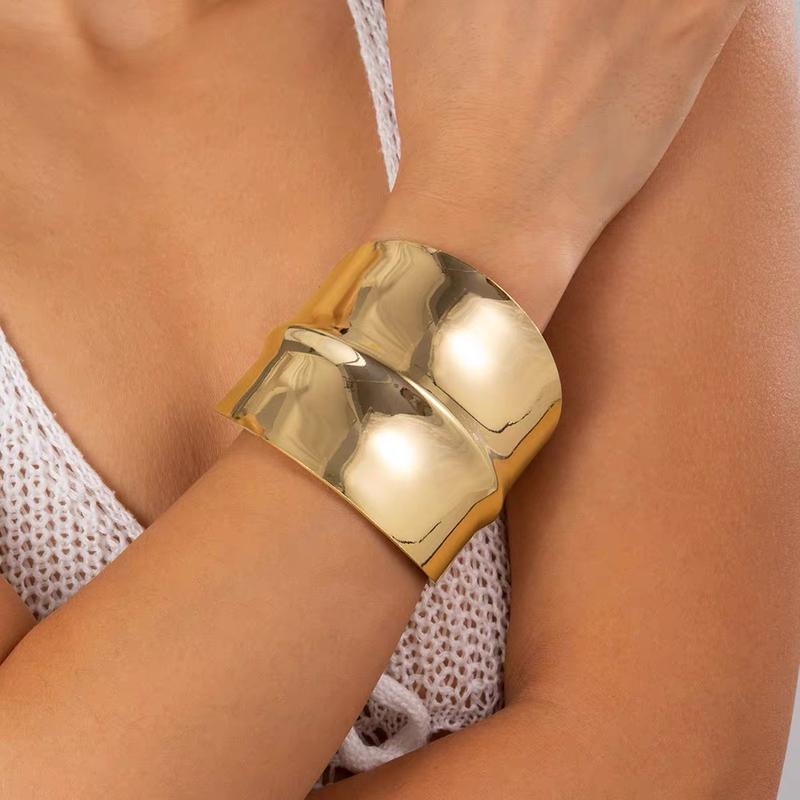 LikeMyChoice Sleek Gold Wide Cuff Bracelet with Bold Hammered Texture Lightweight Minimalist Design for Everyday & Special Occasions Stylish Accessory