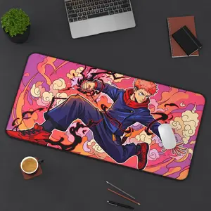 [Anime & Game Collection - Sale Up To 35%] JJK Anime Action Character Desk Mat, Vibrant Manga Art Extended Mouse Pad, Bold Desk Decor for Gaming Setups